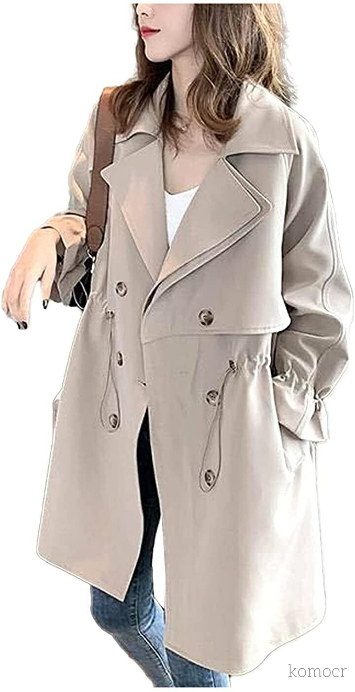 【送料無料】膝下長 チェスターコート ロング おしゃれ スタンドカラー ゆったりトレンチコート シンプル 無地 ジャケット ロング丈 秋 春