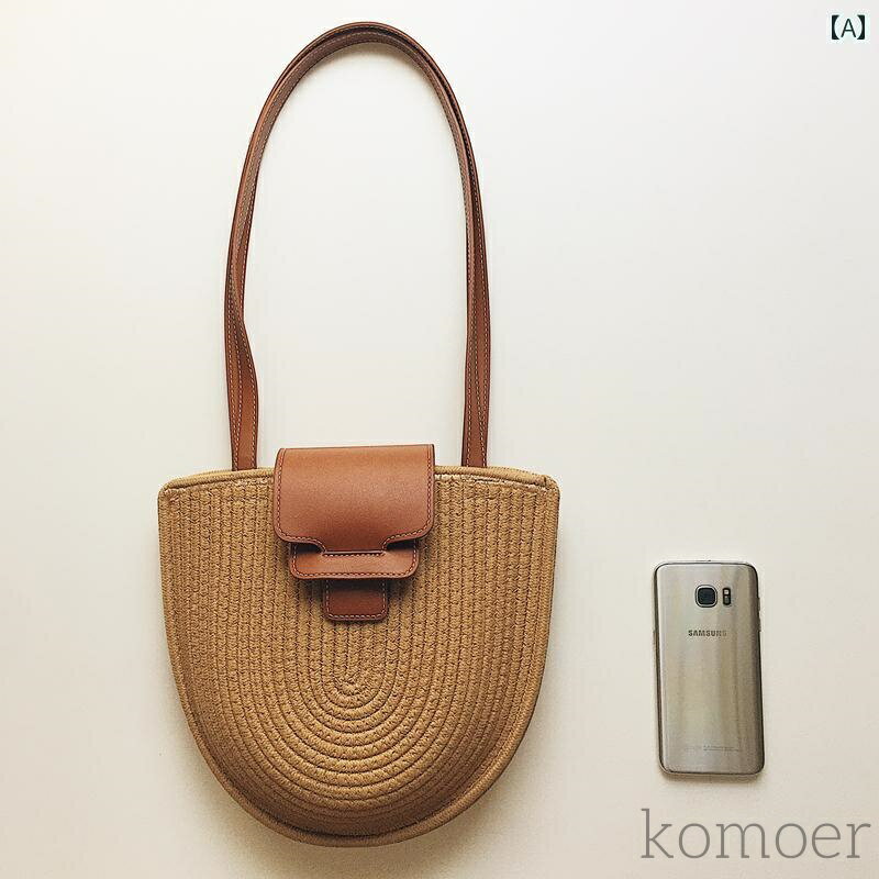 【送料無料】レディース バッグ 普段使い 織 脇下 ショルダー バケット 綿 ロープ大容量 海辺 ビーチ