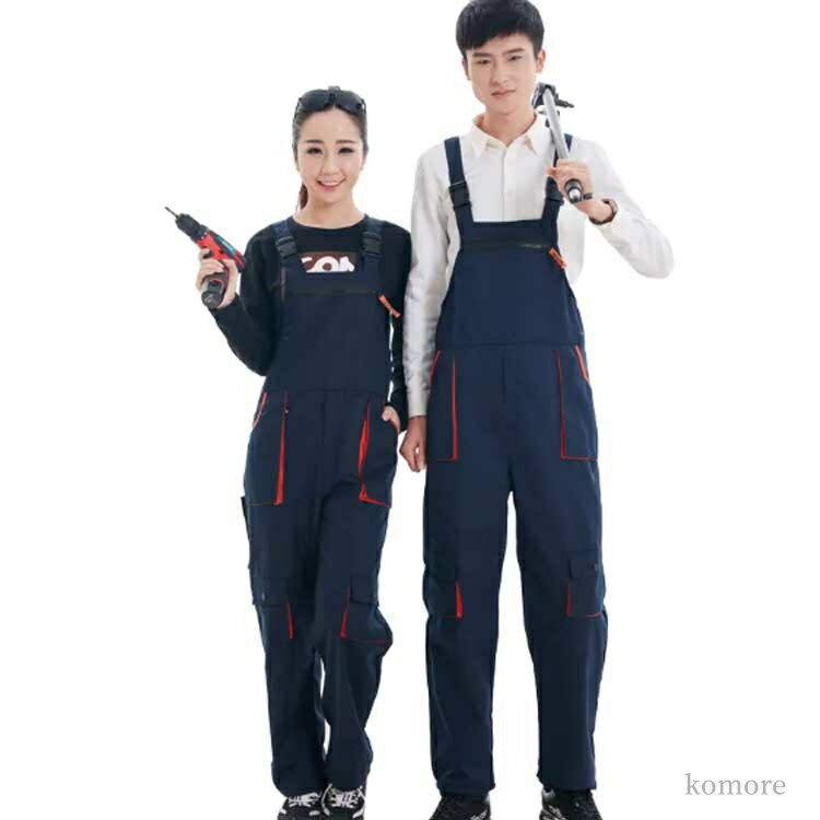 【送料無料】ボトムス 冬 配色 秋 カーゴパンツ メンズ つなぎ ワークパンツ 春 多ポケット ワークマン カジュアル ネイビー サロペット