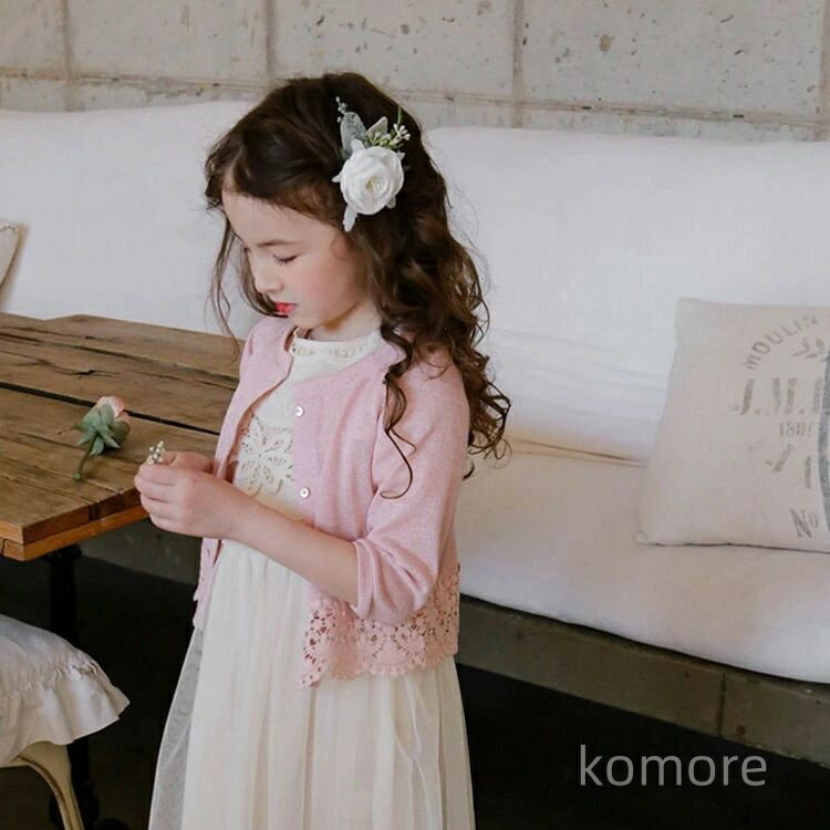 【送料無料】ベビー ガールズ ジュニア 白 ピンク 子供服 女の子 フォーマル 赤ちゃん 夏 薄手 キッズ 長袖 トップス かわいい七五三