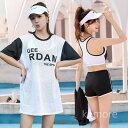 【送料無料】高校生 女の子 Tシャツ UVカット スクール水着 大人 ジュニア フィットネス水着 ママ水着 露出控えめ 海水浴 屋外温泉 プール(4)