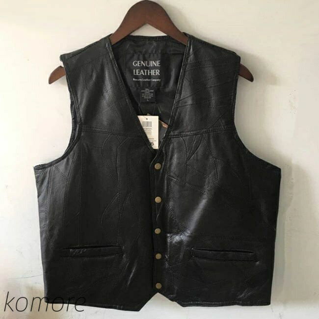 男性本革ベストオートバイバイカーレ...