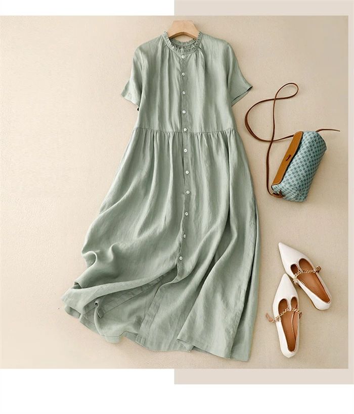 【送料無料】ガーゼ レディース ロングワンピース 綿麻ワンピ 半袖 シンプル 体型カバー マキシ丈 ゆるっと ミモレ 無地 春 夏 カジュアル 綿麻 ナチュラル プレゼント