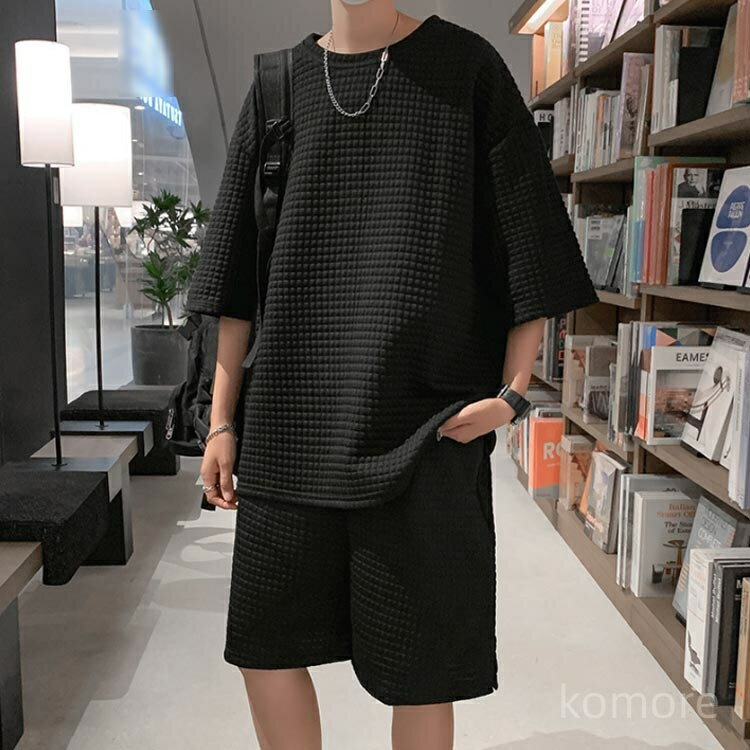 【送料無料】上下セット ルームウェア スウェット 2点セット 夏服 Tシャツ ハーフパンツ セットアップ サマー おしゃれ メンズ 夏