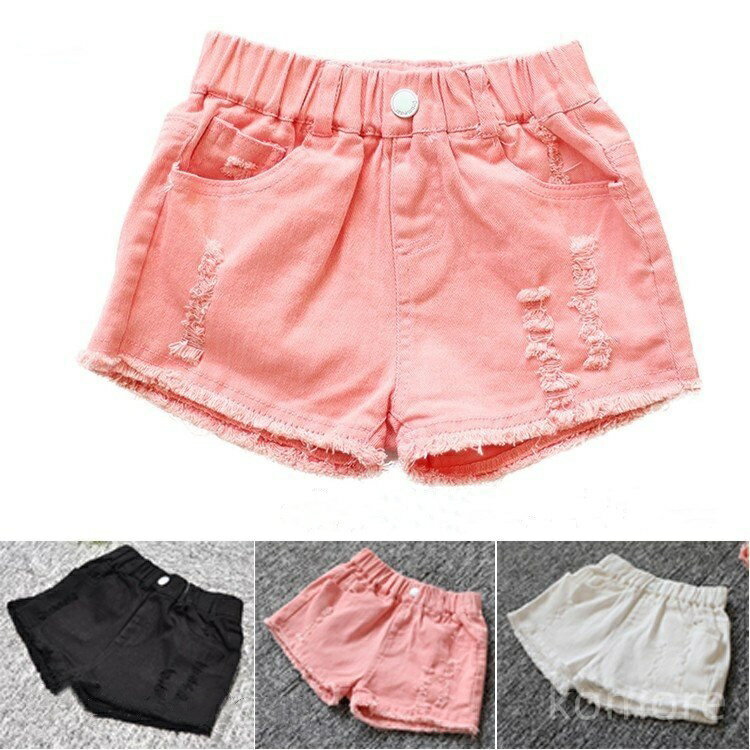 【送料無料】ハーフパンツ 女児 ウエストゴム ボトムス 夏物 半ズボン ダメージ加工 ショーパン 女の子 デニム ショートパンツ 子供服