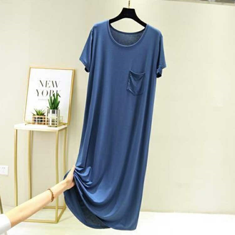 【送料無料】ロング丈 春夏 ロングワンピース ワンピース パジャマ ポケット付き ルームウエア 部屋着 ワンピース 寝間着 クールネック