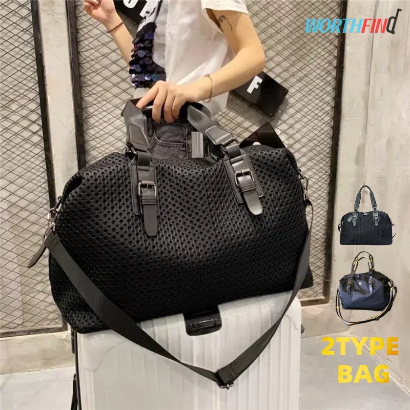 Boston Bags - ナ かっこいい おしゃれ かわいい 修学旅行 旅行バッグ ユニセックス トートバッグ メッシュ ボストンバッグ 一部トラベルバッグ