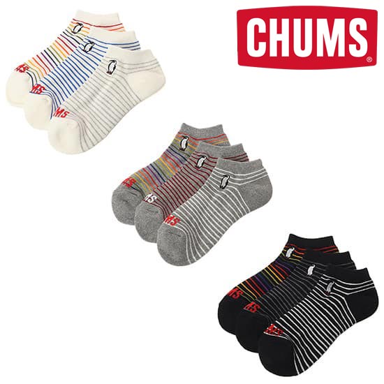 Rakuten - チャムス 3Pブービーボーダーアンクルソックス CH06-1141 ユニセックス/男女兼用 靴下 3足組 3P Booby Border Ankle Socks 2026年春夏新作