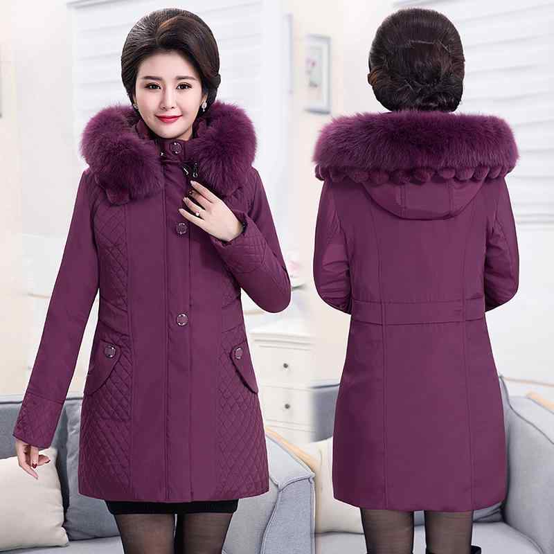 暖かい ママ 中高年 ポケット付き 厚手 大きいサイズ ゆ ダウンジャケット レディース 保温 防寒 ミドル丈 セミロング丈 ミセス