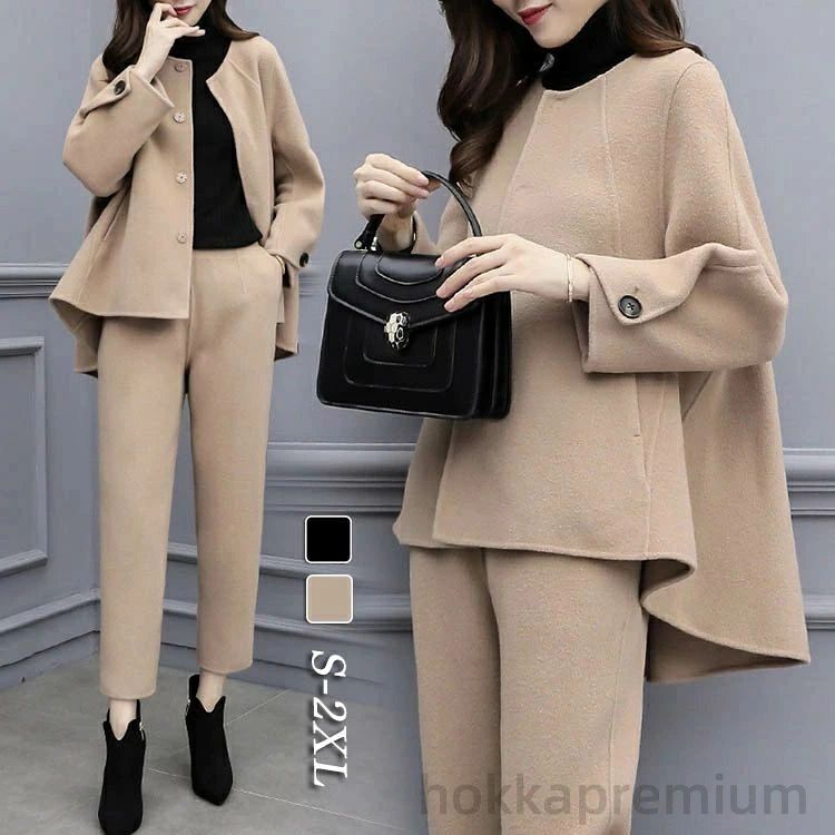 上下セットきれいめ トップス らくちん パンツ ロングパンツ ボトムス