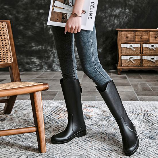 ミドル シンプル 通勤 防水 雨靴 おしゃれ 無地 レディース 長靴 ロング カジ 軽量 大人 きれいめ レイ..