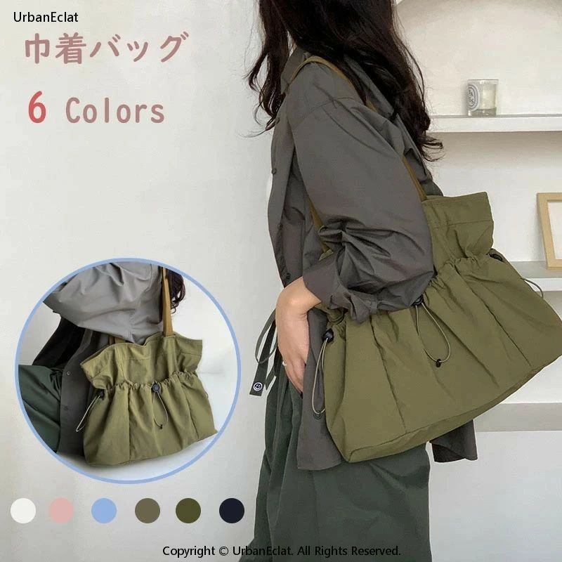トートバッグ くしゅくしゅバッグ カジュアル 巾着バッグ ナイロンバ レディース マザーズバッグ サブバッグ ショルダーバッグ