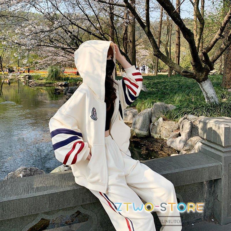 ジャージ フード付き スポーツウェア 秋 冬 春 上下セット 長袖 部屋着 セットアップ ルーム 運動着 レディース スウェット上下