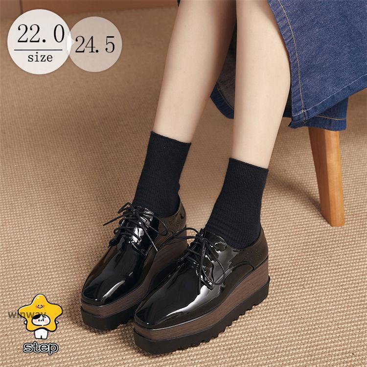 エナメル ブーティ 厚底スニーカー ローファー レース レディース パンプス ウェッジソール プラットフォームシューズ シューズ