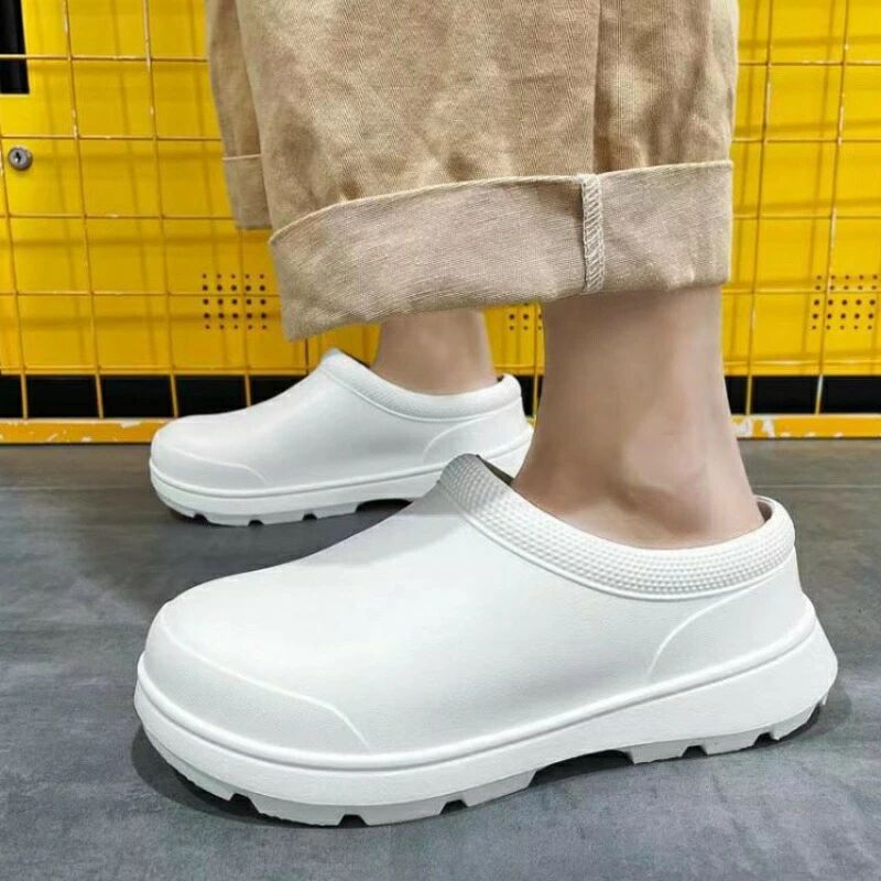 耐油 防臭 キッチン 厨房靴 つま先保護 EVA素材 白 耐水 黒 抗菌 サンダル 疲れない コックシューズ 【涼感】【送料無料】超軽量