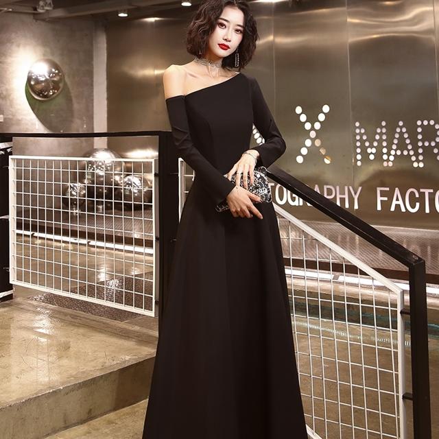 ロングドレス ドレス お呼ばれ おしゃれ 演奏会 黒 発表会 長袖 かっこいい ロング 結婚式 大きいサイズ パーティードレス フォ