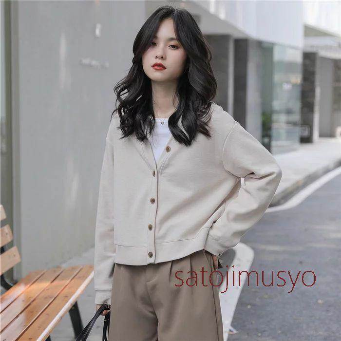 カットソー スウェットカーディガン 長袖 アウター ドロ Vネック ボタン 前開き 羽織り レディース ト..