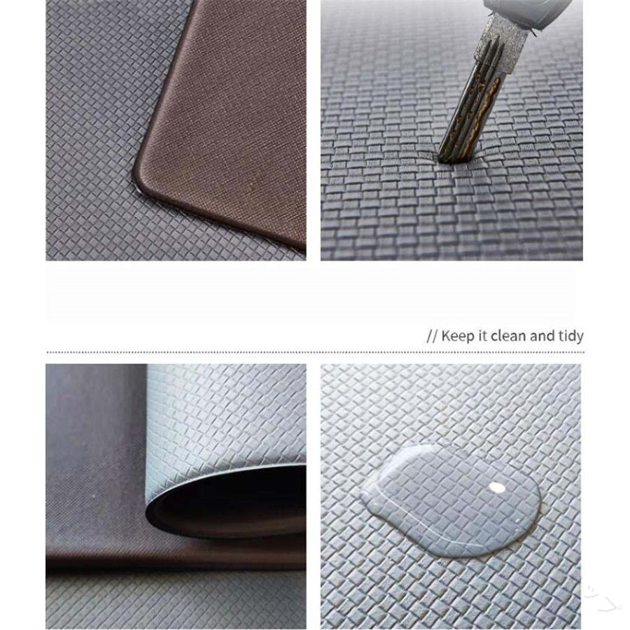北欧風 滑り止め レザー調 低反発 拭ける 幅広 キッチンマット 洗面台用 PVC オールシーズン エンボス加工 マット ロング 台所
