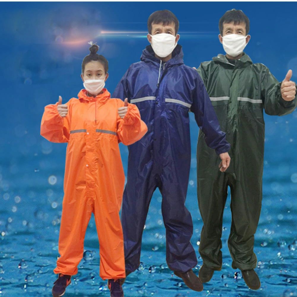 ゴム袖口 レインコート おしゃれ レディース カッパ メンズ レインウエア 連体型 オールインワン 作業服 雨合羽 防水 フード付き