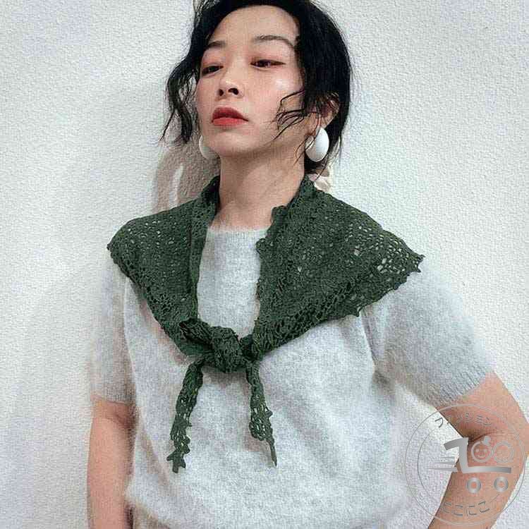 春夏 つけ襟 レース フラワーレース スカーフ型 レース 付け襟 重ね着 スカーフ ストール レイ 三角ストール スカーフネックレス