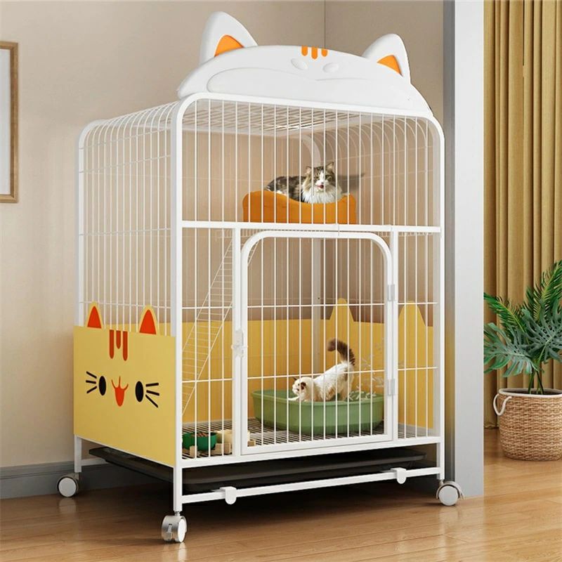 猫ケージ 屋内猫エンクロージャー 金属猫ベビーサークル犬小屋 ペットクレート 特大ハンモック付き 1-2匹の猫用