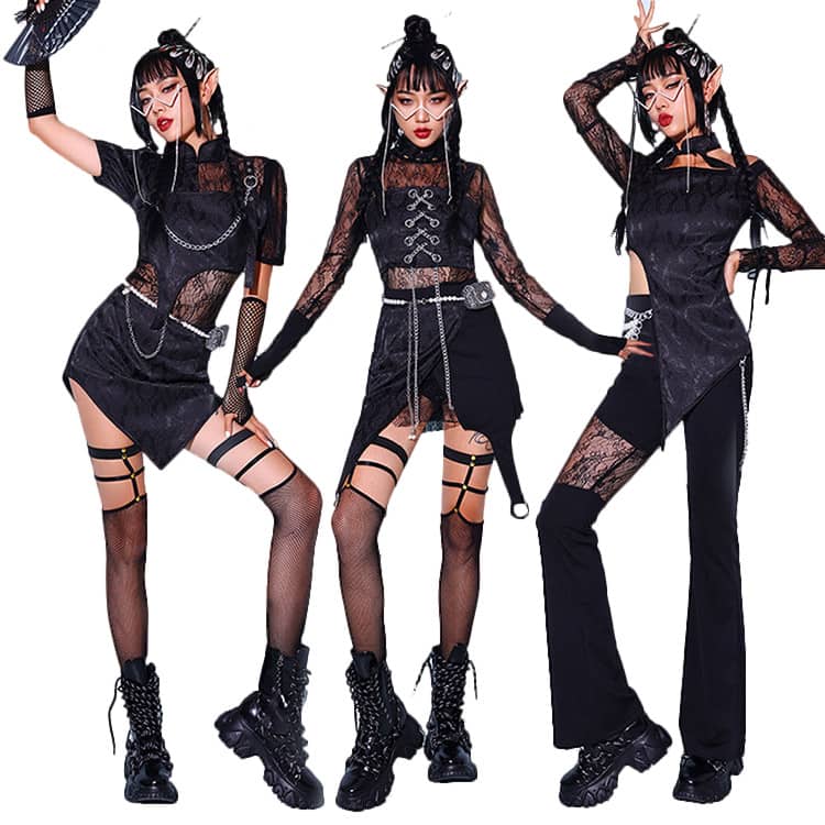 ジャズダンス衣 ダンス衣装 韓国 衣装 ダンス セットアップ 黒 ダンス衣装 大人 上下セット レディース セクシー ヒップホップ