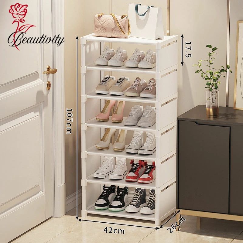 おしゃれ 玄関収納 靴収納 靴箱 スリム シューズラック 6段 下駄箱 玄関棚 キャップ 靴棚 省スペース ..