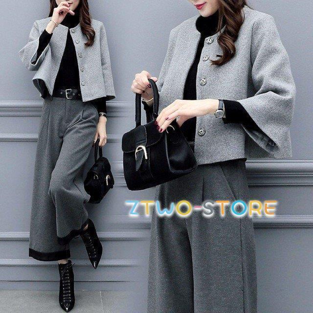 ノーカラー レディース セットアップ きれいめ 大きいサイズ 3L 4L スーツ パンツスーツ おしゃれ オフィス カジュアル 通勤服