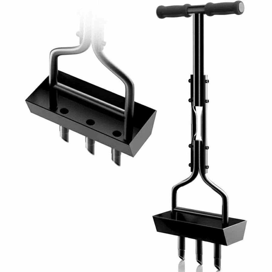 手動草プラグコアエアレーター コアリングツール 庭の芝生エアレーション 雑草掃除ツール 中空スロット..