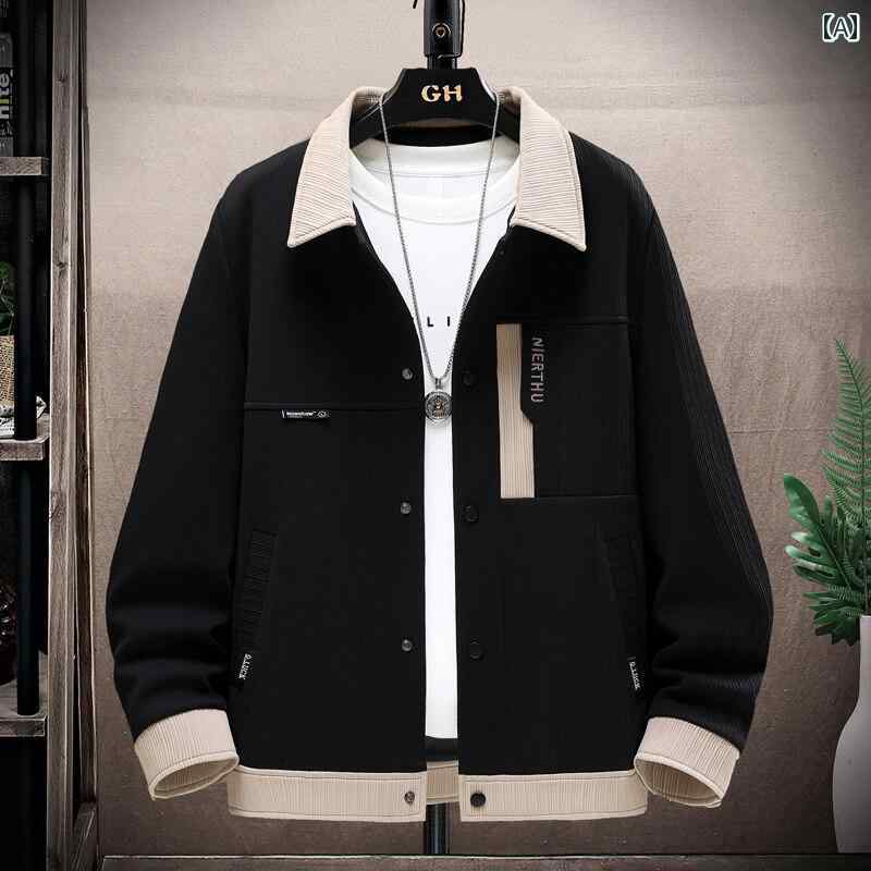 シンプル 男性用 クール ストリート ファッション トップス かっこいい 服 服 メンズ コントラストカラ..