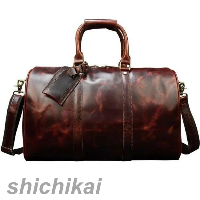 メンズ ホ 底鋲付き 男女兼用 ゴルフ鞄 レザー 本革 出張 トラベルバング 光沢 高級本革 小旅行 旅行鞄 45cm 旅行 機内持ち込み