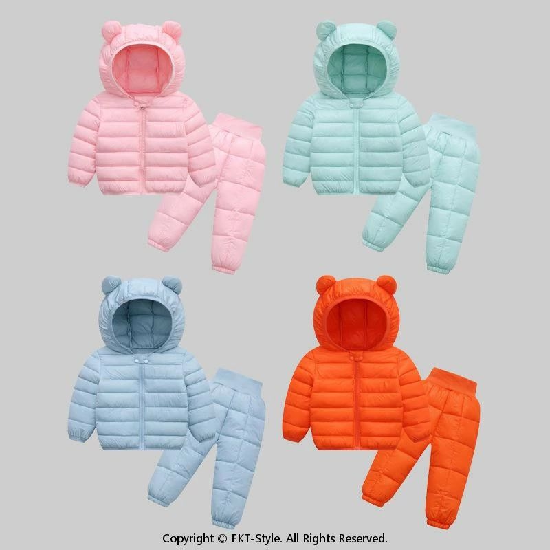 軽量 ジップアップ フード付き ロングパンツ キッズ セットアップ 男の子 女の子 上下セット 暖か 秋冬 中綿ジャケット ベビー