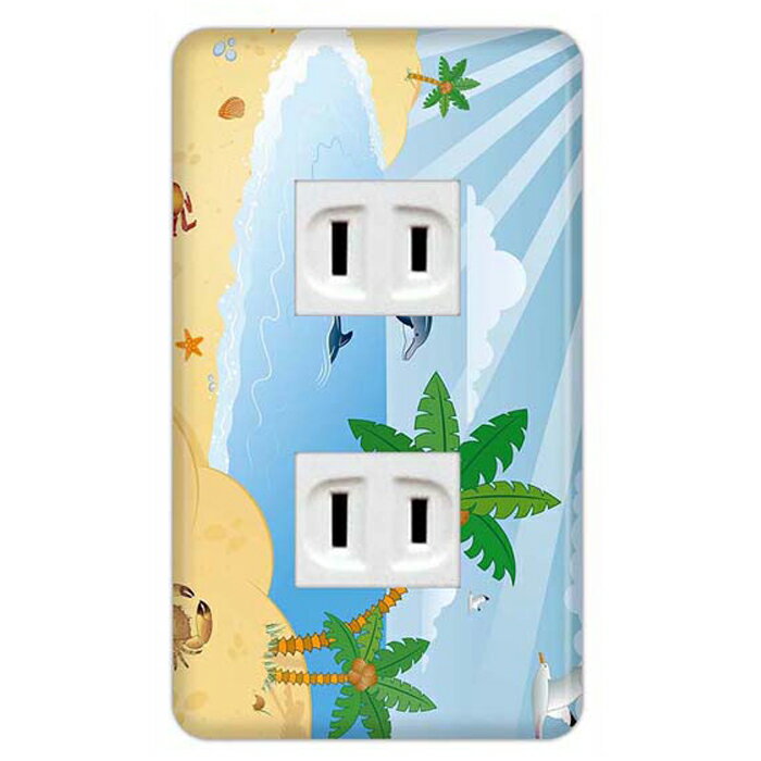 Rakuten - ドレスマ【2口用】サマー 海 真夏 ビーチ 【コスモシリーズワイド21対応】 コンセントカバー コンセントプレート スイッチカバー スイッチプレート おしゃれ デザイン 交換用 1口 2口 3口 5口 6口