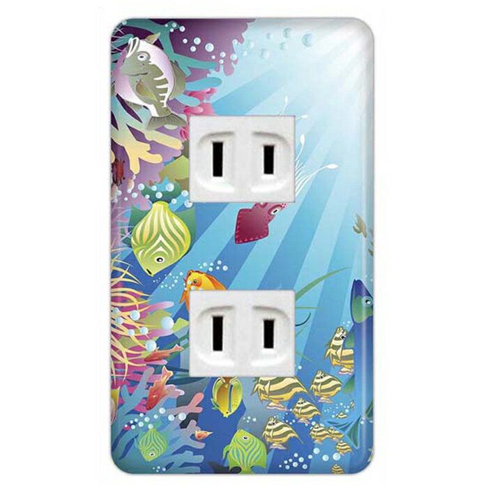 ドレスマ【2口用】サマー 海 真夏 ビーチ 【コスモシリーズワイド21対応】 コンセントカバー コンセントプレート スイッチカバー スイッチプレート おしゃれ デザイン 交換用 1口 2口 3口 5口 6口