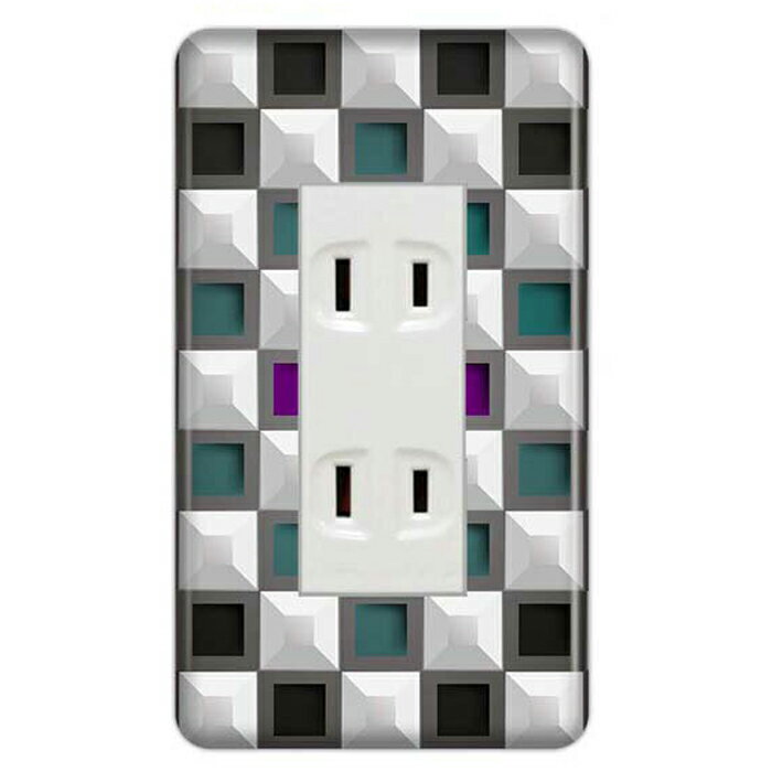 ドレスマ【3口用】モザイク 抽象 アート 【コスモシリーズワイド21対応】 コンセントカバー コンセントプレート スイッチカバー スイッチプレート おしゃれ デザイン 交換用 1口 2口 3口 5口 6口