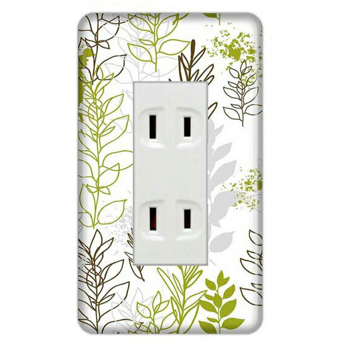 ドレスマ【3口用】リーフ 葉っぱ 草木 【コスモシリーズワイド21対応】 コンセントカバー コンセントプレート スイッチカバー スイッチプレート おしゃれ デザイン 交換用 1口 2口 3口 5口 6口