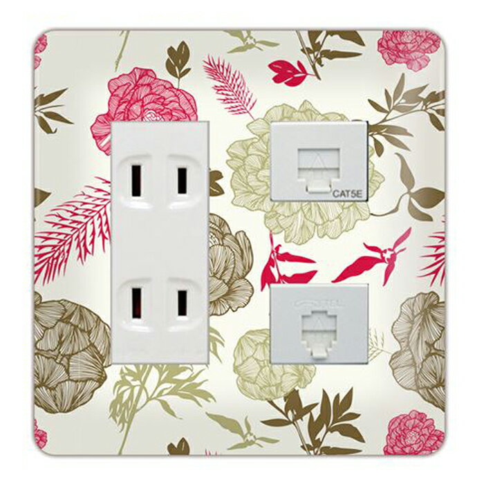 ドレスマ【5口用】フラワー 花 かわいい 【コスモシリーズワイド21対応】 コンセントカバー コンセントプレート スイッチカバー スイッチプレート おしゃれ デザイン 交換用 1口 2口 3口 5口 6口