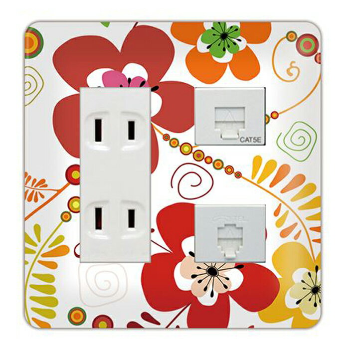 ドレスマ【5口用】フラワー 花 かわいい 【コスモシリーズワイド21対応】 コンセントカバー コンセントプレート スイッチカバー スイッチプレート おしゃれ デザイン 交換用 1口 2口 3口 5口 6口