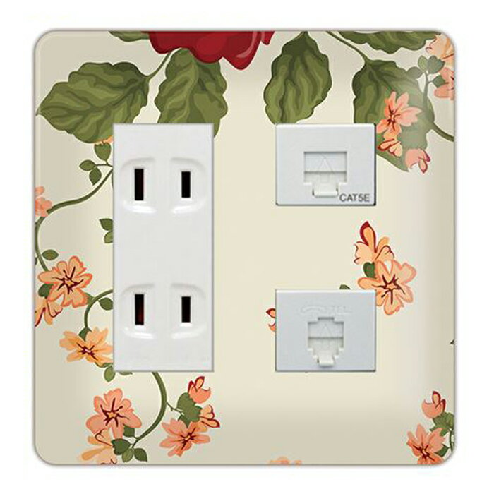 ドレスマ【5口用】フラワー 花 かわいい 【コスモシリーズワイド21対応】 コンセントカバー コンセントプレート スイッチカバー スイッチプレート おしゃれ デザイン 交換用 1口 2口 3口 5口 6口(3)