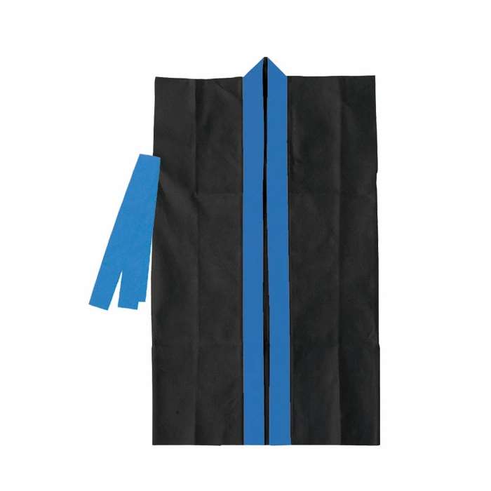 ロングハッピ 不織布 子供用 Jサイズ ハチマキ付(黒・青襟)半被 運動会 体育祭 衣装 ダンス 踊り チーム イベント アーテック 3189