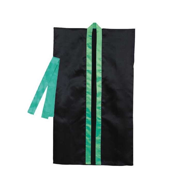 ロングハッピ 不織布 子供用 Jサイズ ハチマキ付（黒・緑襟）半被 運動会 体育祭 衣装 ダンス 踊り チーム イベント アーテック 3262