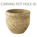 ポット フラワーポット ガーデニング カーヴィング ポット 丸型 CARVING POT HOLE Mサイズ 植物 ウッド 桐 フラワーポット 容器 入れ物 マルチポット おしゃれ 木製 スパイス AHGY4012