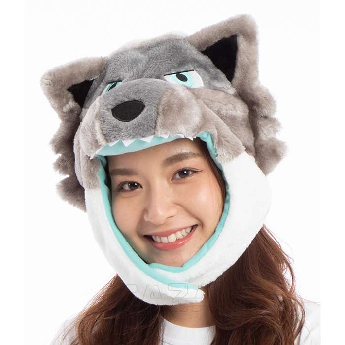 【即日出荷】着ぐるみキャップ かぶりもの シルバーウルフ おおかみ アニマル どうぶつ きぐるみキャップ 着ぐるみ帽子 コスプレ キャップ 帽子 サザック 2919