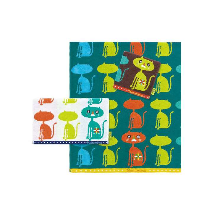 タオル セット フェイスタオル モヌニャンコ ブラウン フェイスタオルx1 ウォッシュタオルx1 甘撚り糸 無撚糸 かわいい ふっくら ふんわり 日繊商工 MN-7061BR_MN-4561BR