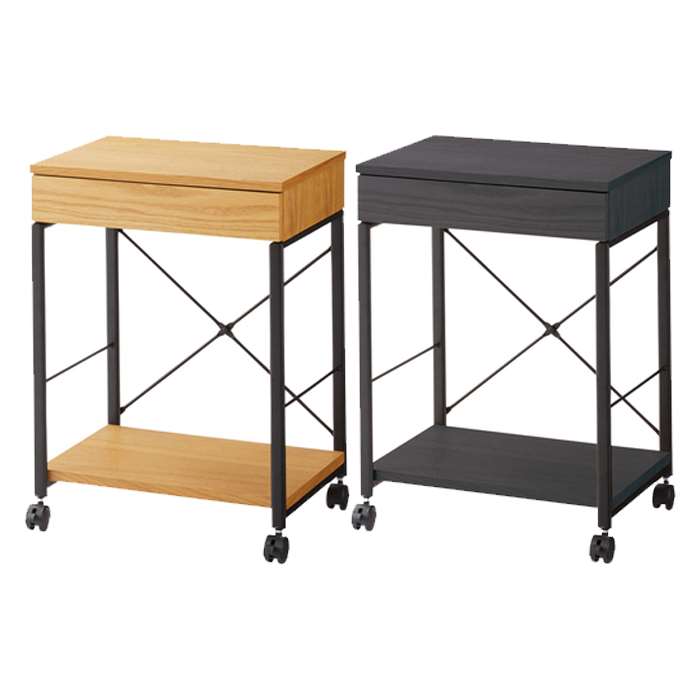 【北海道・沖縄・離島配送不可】【代引不可】デスクワゴン スチールx木目 キャスター付き ワゴン 引き..