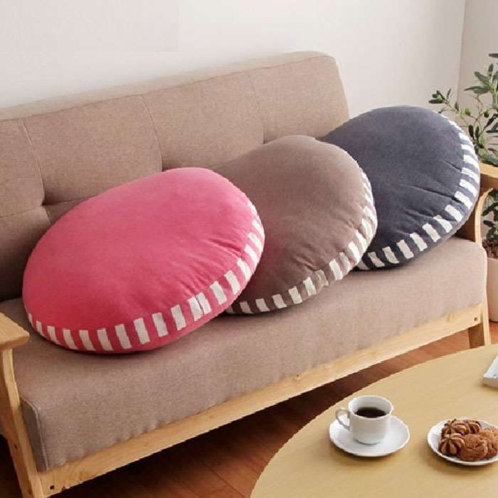 【北海道・沖縄・離島配送不可】【代引不可】クッション 約50cm 丸型 フロアクッション エルマー 無地xストライプ 円形 丸 大きめ もっちり シンプル インテリア IKEHIKO ELMF50R