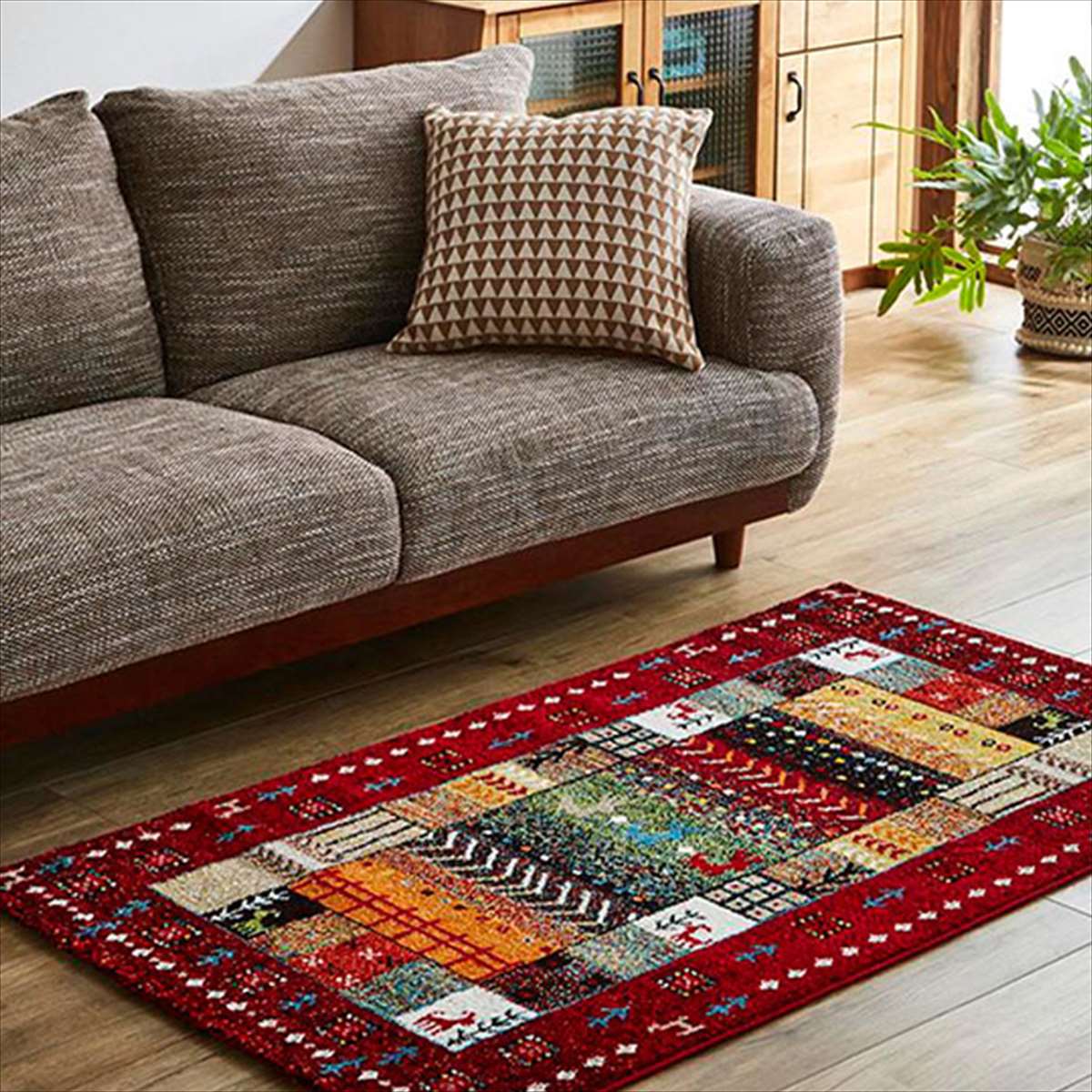 【代引不可】ラグ カーペット ウィルトンカーペット 約80×140cm ウィルトン織り ギャッベ調ラグ 抗菌防臭 トルコ製 IKEHIKO IBS80140