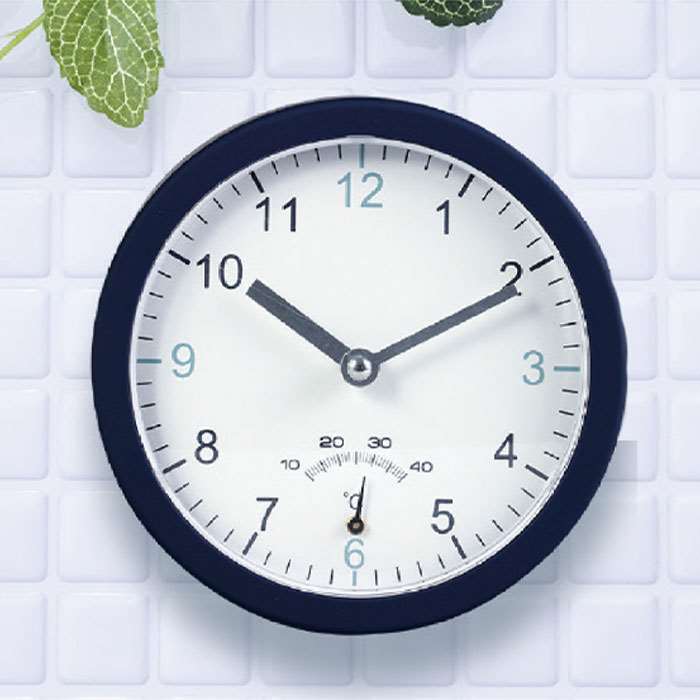 バスクロック温度計付き 丸型 お風呂 浴室 時計 クロック 置時計 掛け時計 とけい アーテック 51913