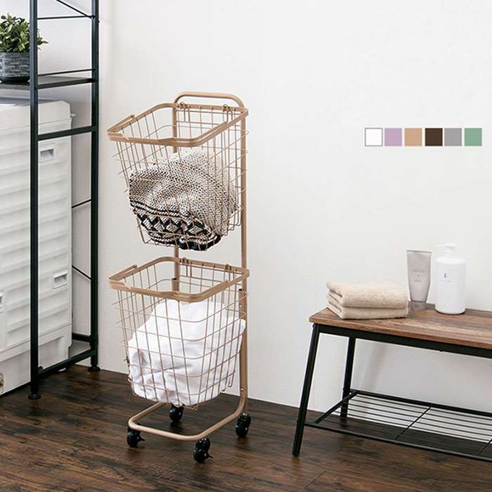 【北海道・沖縄・離島配送不可】【代引不可】ランドリーラック 2段ランドリーラック 角型 スクエア バ..