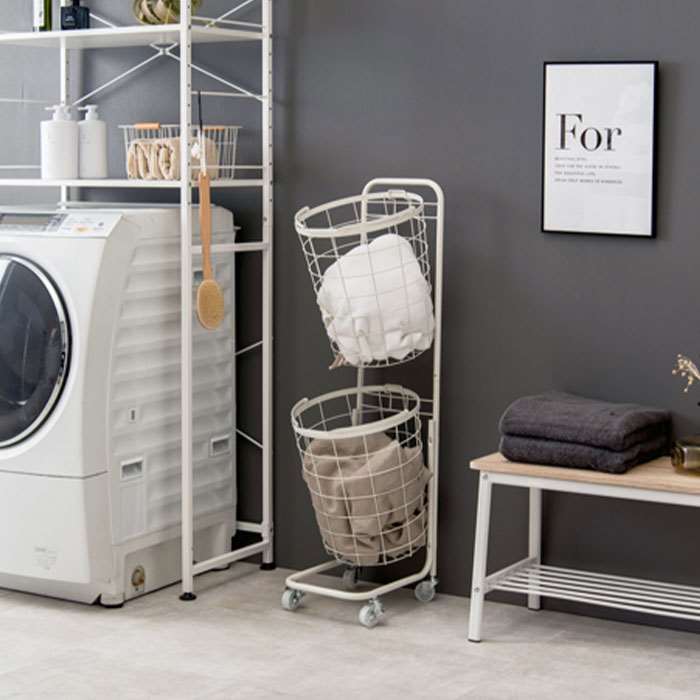 【北海道・沖縄・離島配送不可】【代引不可】ランドリーラック 2段ランドリーラック 丸型 ラウンド バ..